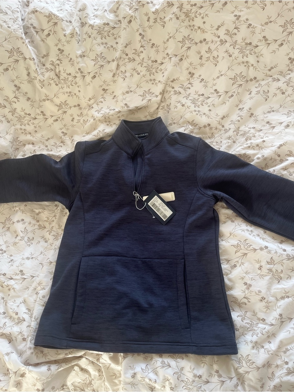 Devon and Jones Women's Navy Quarter-Zip Pullover Sweater